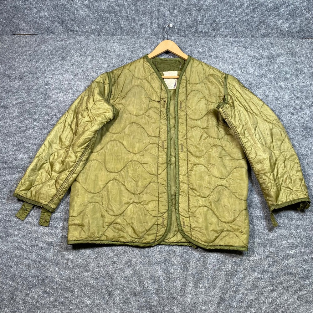 Vintage 1970 M-65 Field Coat Liner Winfield Mfg Olive Green Quilted Medium